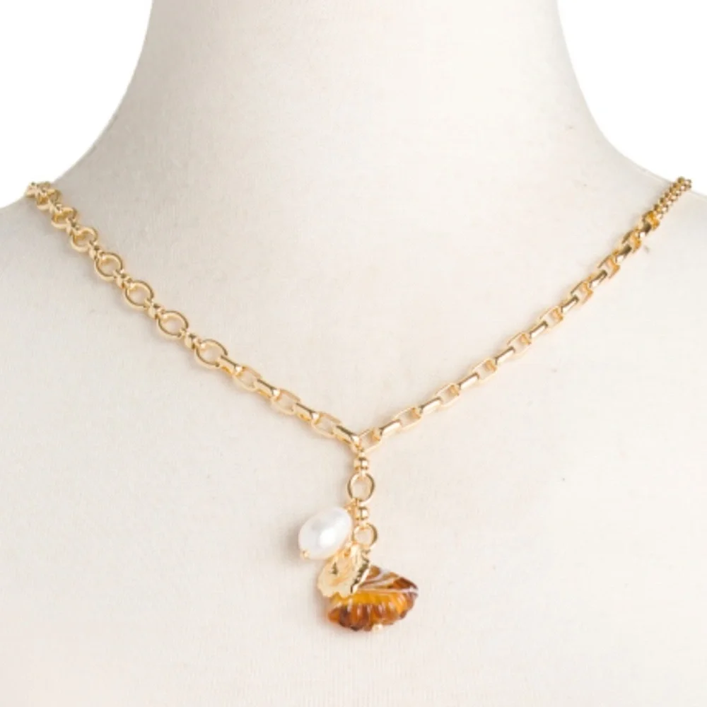 NWT 14 kt Gold Plated MIGNONNE GAVIGAN Cinzia Shell Necklace